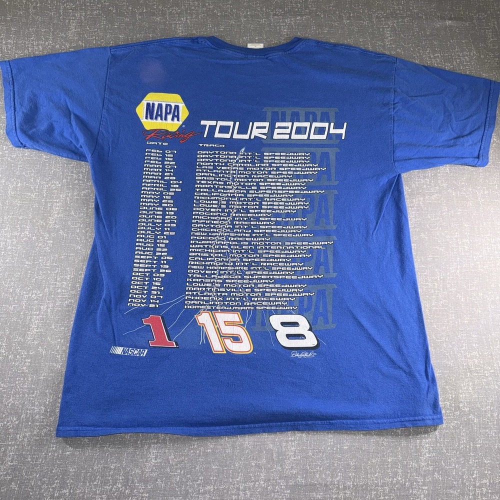 Vintage Gildan NAPA Racing NASCAR Shirt Mens XL Blue Tour 2004 Graphic Tee